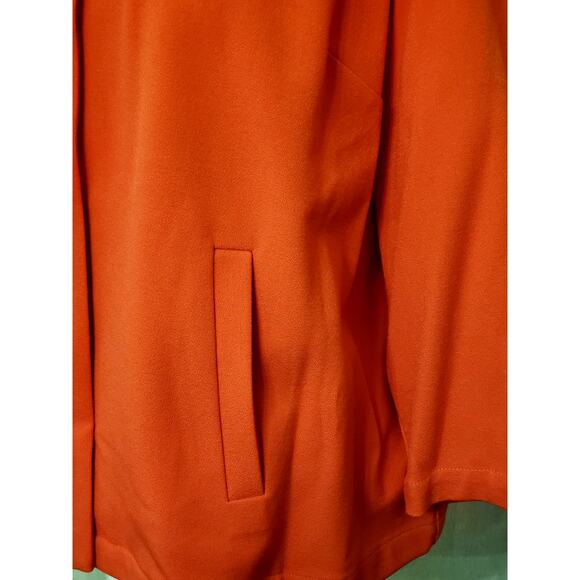 Chico's Gold Square Button Crepe Annatto Orange Boxy Jacket Size 3 (XL/16) - Picture 9 of 12